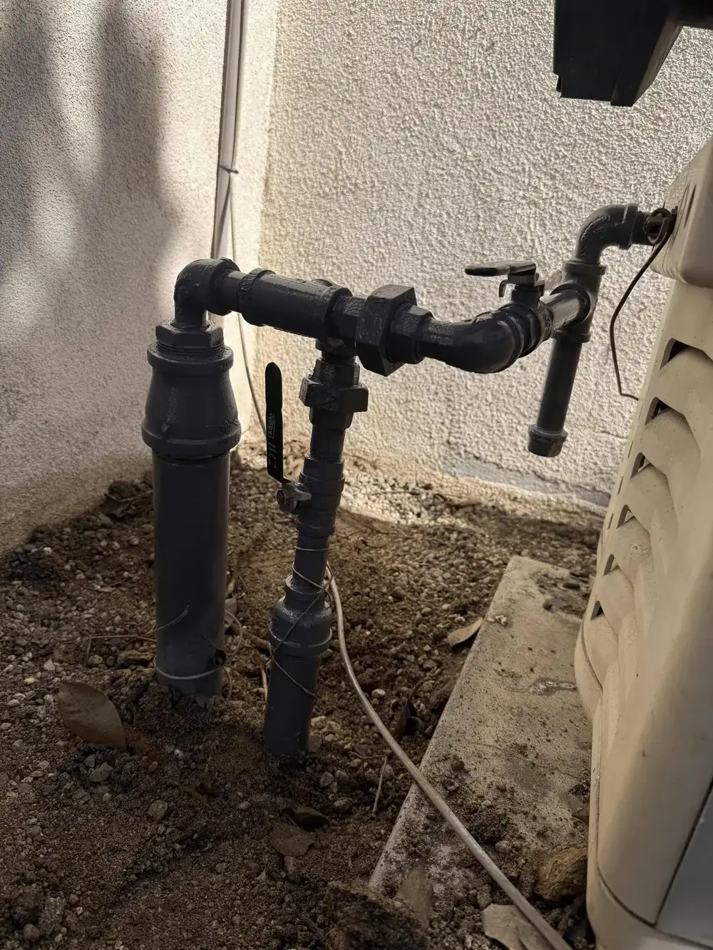 New galvanized gas line installed at pool equipment pad