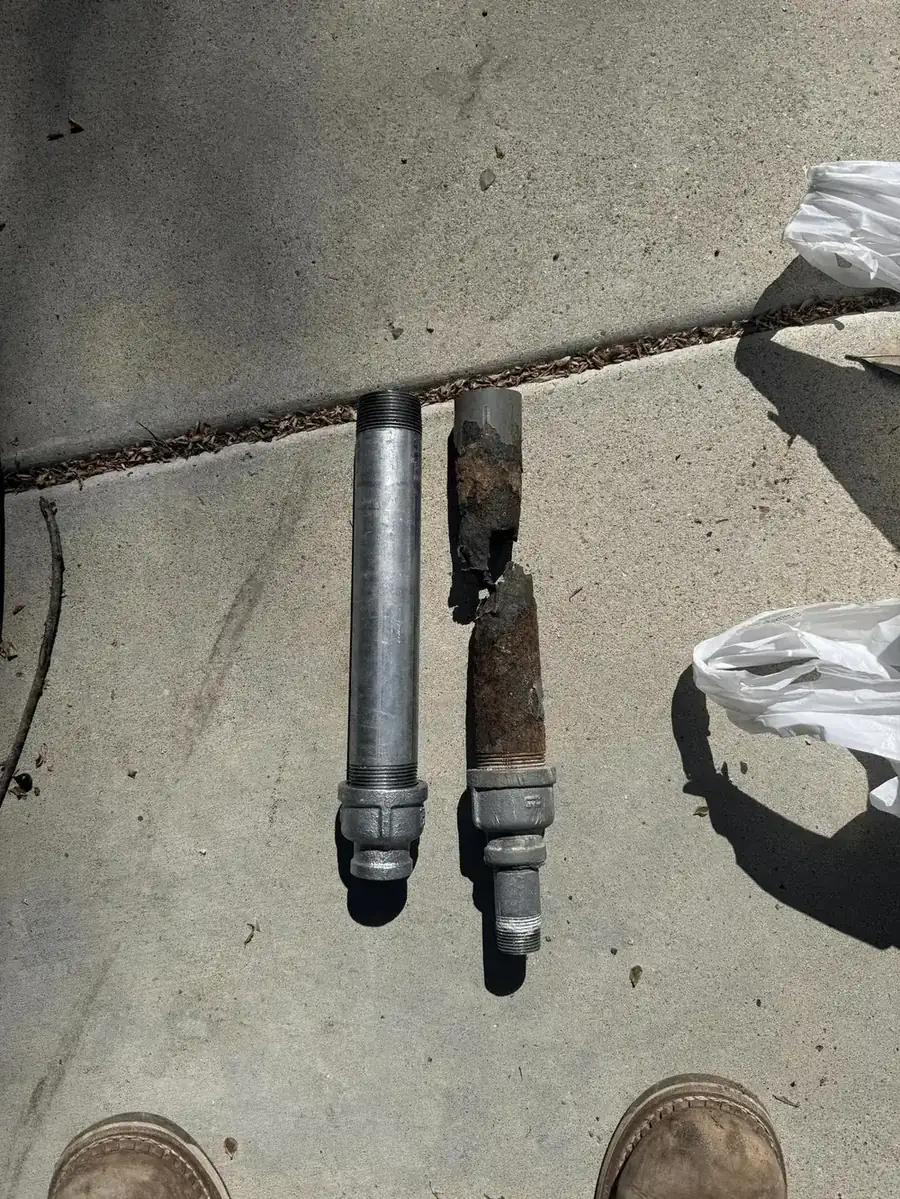 New galvanized gas pipe vs old corroded pipe pulled from ground