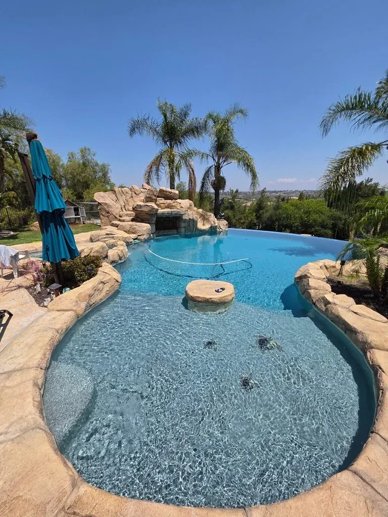 Crystal clear pool maintained by No Excuses Pool Service Riverside CA
